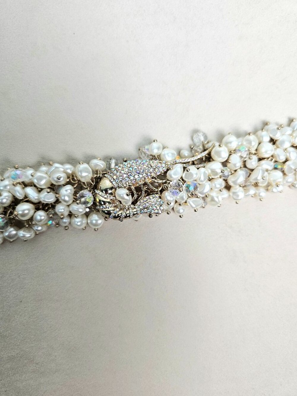 Banana Republic Shrimp Bracelet Pearl Crystal Statement Bracelet NWT